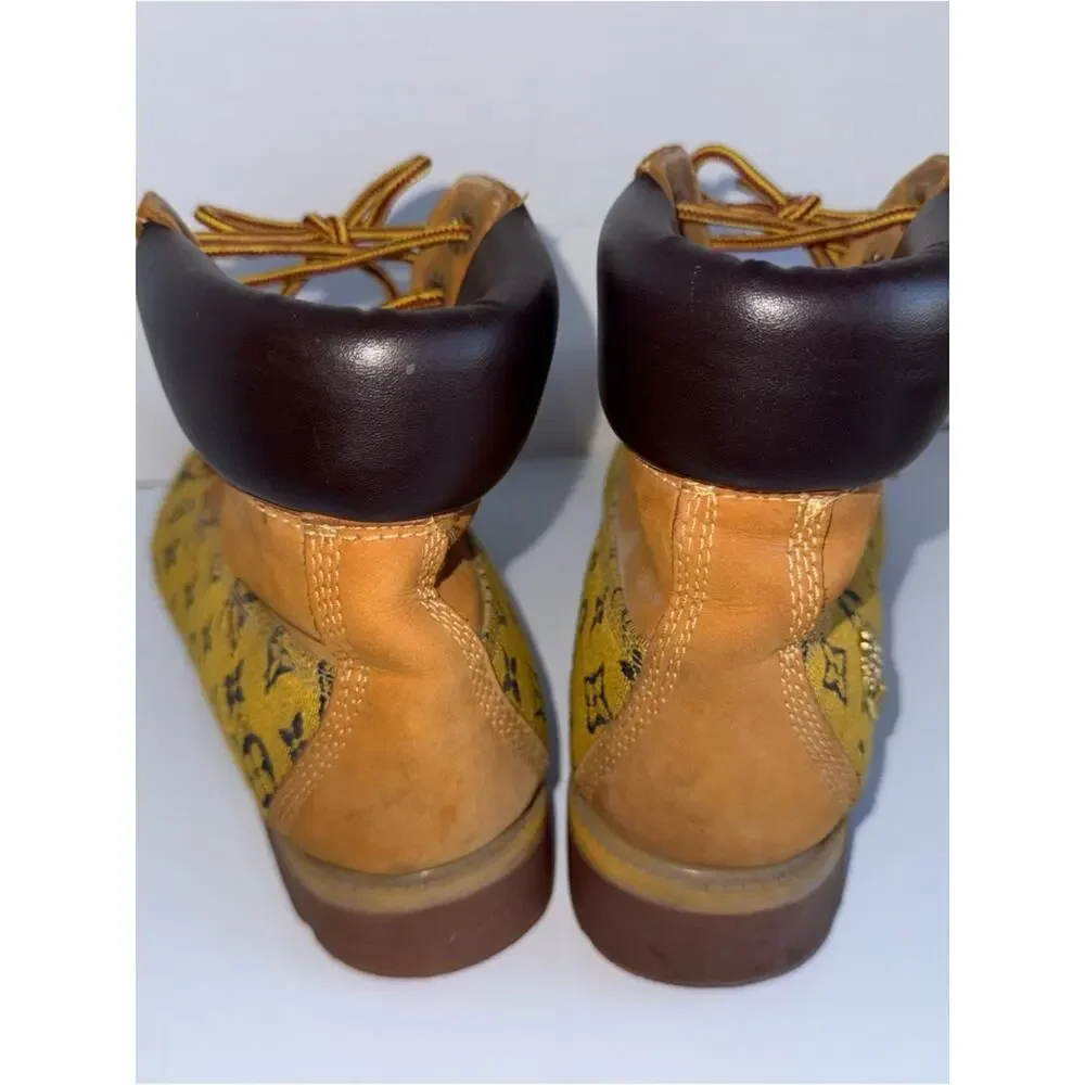 TIMBERLAND monogram collab leather high rise lace up streetwear boots 8M